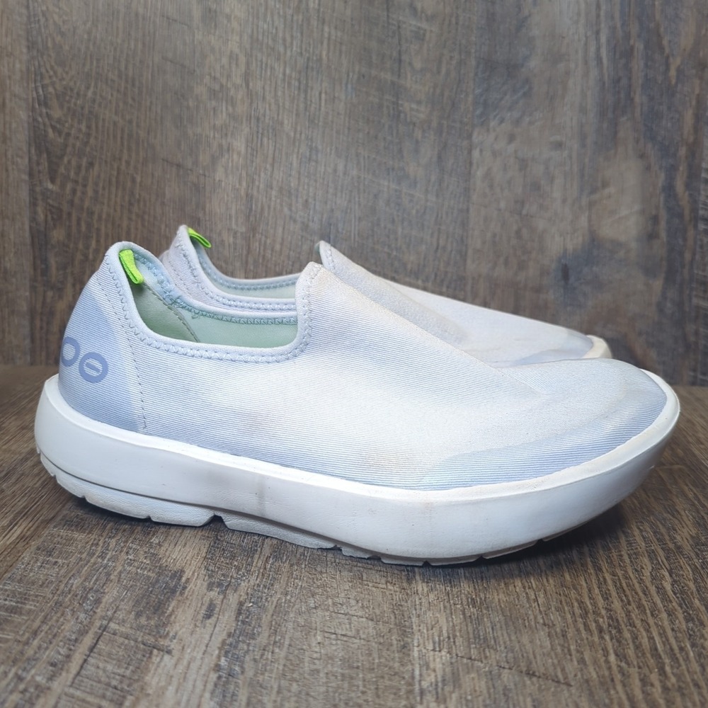 Oofos Womens OOMG Eezee Low Size 8.5 Blue White Lightweight Comfort Shoes **READ - Picture 2 of 13